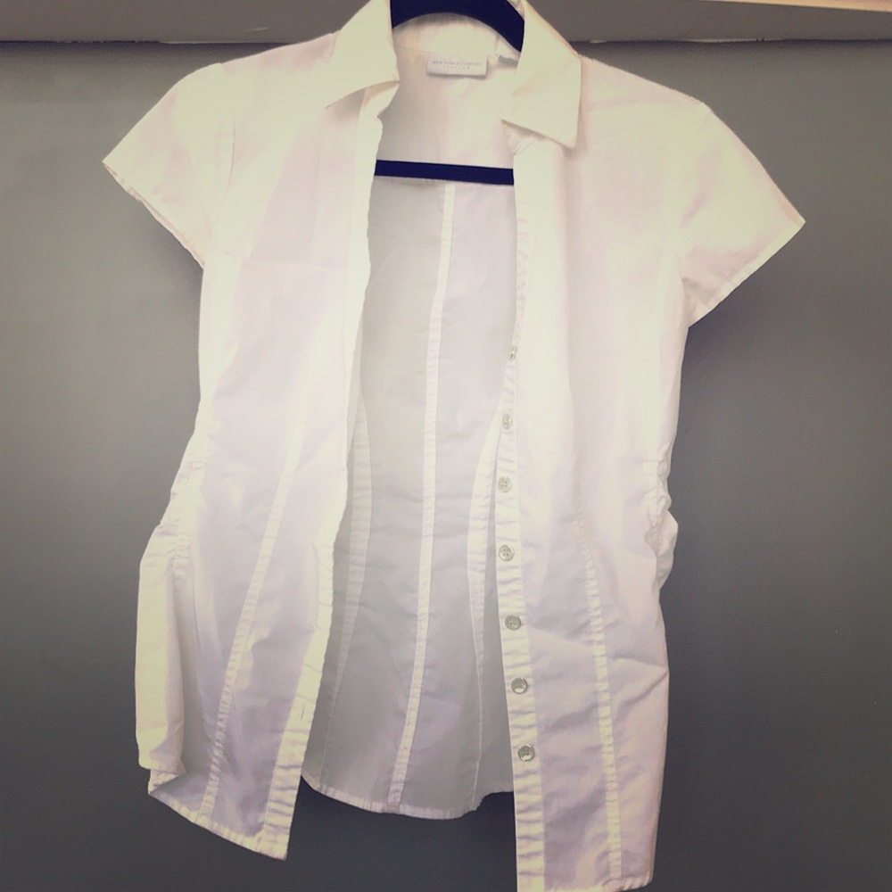 Short Sleeve Stretch Button Down Top